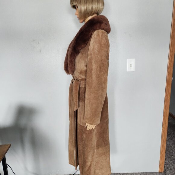 #721 XS vintage suede/ lamb fur coat - Picture 3 of 5